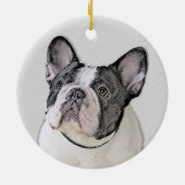 ブルドッグフランスの(ブリンドル・ピー絵画) s - Dog Art セラミックオーナメント (裏面)