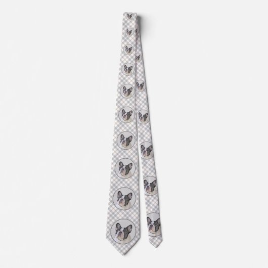 ブルドッグフランスの(ブリンドル・ピー絵画) s - Dog Art ネクタイ (正面)