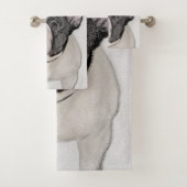 ブルドッグフランスの(ブリンドル・ピー絵画) s - Dog Art バスタオルセット (インサイチュ)