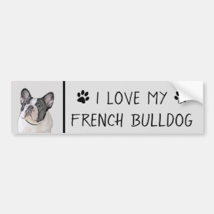ブルドッグフランスの(ブリンドル・ピー絵画) s - Dog Art バンパーステッカー