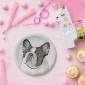 ブルドッグフランスの(ブリンドル・ピー絵画) s - Dog Art ペーパープレート (パーティー)