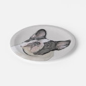 ブルドッグフランスの(ブリンドル・ピー絵画) s - Dog Art ペーパープレート (アングル)