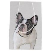 ブルドッグフランスの(ブリンドル・ピー絵画) s - Dog Art ミディアムペーパーバッグ (裏面)