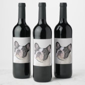 ブルドッグフランスの(ブリンドル・ピー絵画) s - Dog Art ワインラベル (ボトル)
