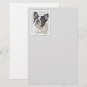 ブルドッグフランスの(ブリンドル・ピー絵画) s - Dog Art 便箋 (正面/裏面)