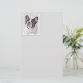 ブルドッグフランスの(ブリンドル・ピー絵画) s - Dog Art 便箋 (スタンド正面)