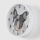 ブルドッグフランスの(ブリンドル・ピー絵画) s - Dog Art 壁時計 (傾斜)