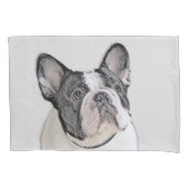 ブルドッグフランスの(ブリンドル・ピー絵画) s - Dog Art 枕カバー (正面)