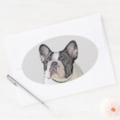 ブルドッグフランスの(ブリンドル・ピー絵画) s - Dog Art 楕円形シール (封筒)