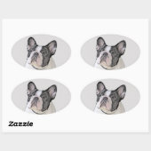 ブルドッグフランスの(ブリンドル・ピー絵画) s - Dog Art 楕円形シール (シート)