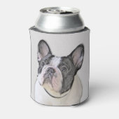 ブルドッグフランスの(ブリンドル・ピー絵画) s - Dog Art 缶クーラー (缶裏面)