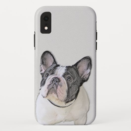 ブルドッグフランスの(ブリンドル・ピー絵画) s - Dog Art Case-Mate iPhoneケース (裏面)