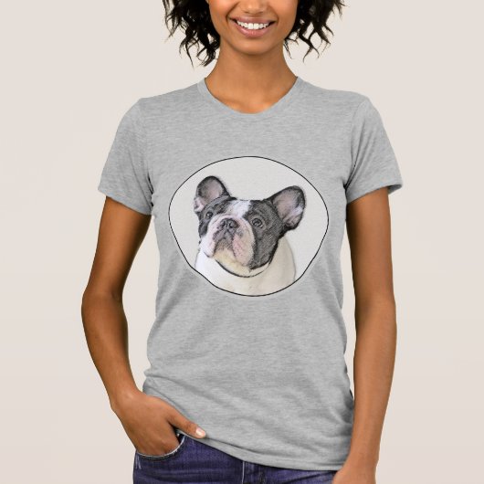 ブルドッグフランスの(ブリンドル・ピー絵画) s - Dog Art Tシャツ (正面)