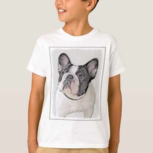 ブルドッグフランスの(ブリンドル・ピー絵画) s - Dog Art Tシャツ (正面)