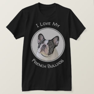 ブルドッグフランスの(ブリンドル・ピー絵画) s - Dog Art Tシャツ
