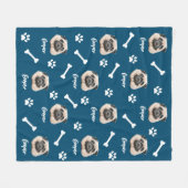 ブルドッグフランスの、海ブルーパーソナライズされたペット フリースブランケット (正面(横))