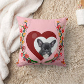 ブルドッグフランスのwハート花蝶ピロー クッション (ブランケット)