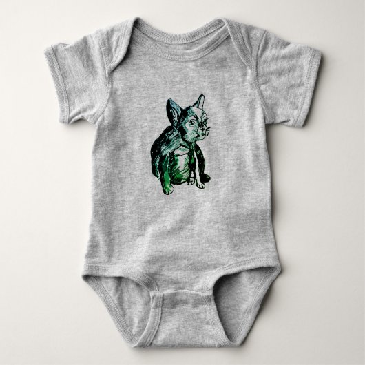 ブルドッグベビーフランスのブルドッグベビーサッカーボディスーツ ベビーボディスーツ (正面)