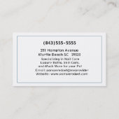 ブルドッグペットトリマー/獣医/シッターの名刺 名刺 (裏面)