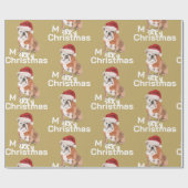 ブルドッグホリデークリスマスサメリーンタハット ラッピングペーパー (フラット)
