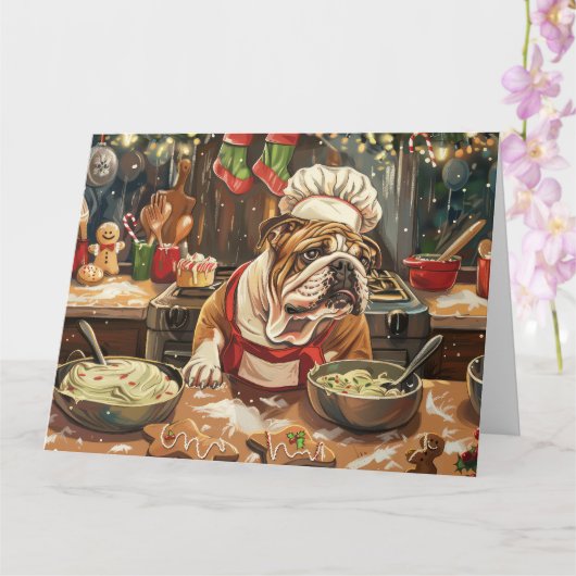 ブルドッグホリデーベーキング:フェスティバルクリスマス カード (蘭)