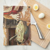 ブルドッグホリデーベーキング:フェスティバルクリスマス キッチンタオル (四つ折り)