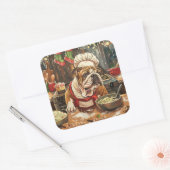 ブルドッグホリデーベーキング:フェスティバルクリスマス スクエアシール (封筒)