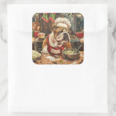 ブルドッグホリデーベーキング:フェスティバルクリスマス スクエアシール (バッグ)