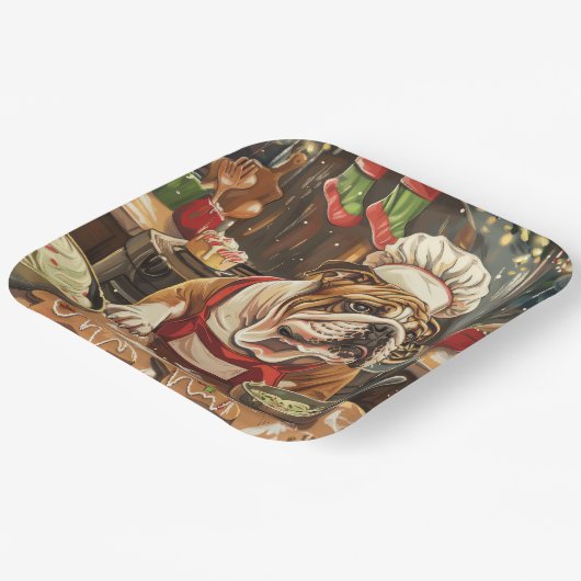 ブルドッグホリデーベーキング:フェスティバルクリスマス ペーパープレート (傾斜あり)