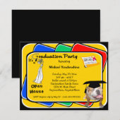 ブルドッグホワイト卒業グローラーパーティの招待状 招待状 (正面/裏面)