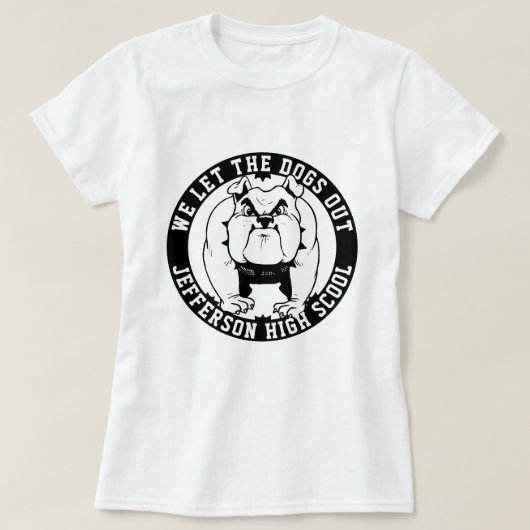 ブルドッグマスコットアスリート我々は犬を学校に出した Tシャツ (デザイン正面)