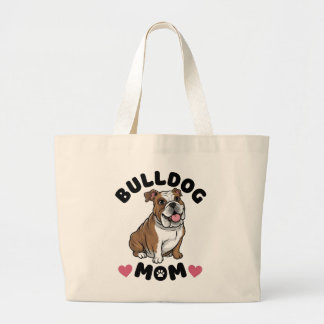 ブルドッグママのプレゼント 子犬 愛 ブルドッグ ラージトートバッグ