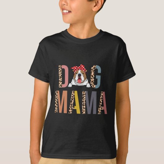 ブルドッグママヒョウ印刷ドッグママ Tシャツ (正面)
