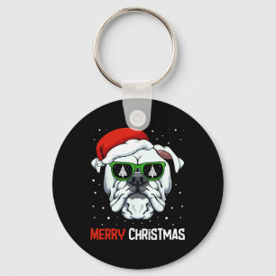 ブルドッグメリークリスマスパジャマかわいい犬サンタハット キーホルダー
