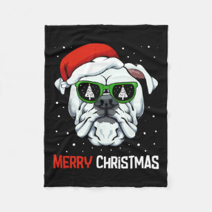 ブルドッグメリークリスマスパジャマかわいい犬サンタハット フリースブランケット