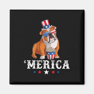 ブルドッグメンズウィメンズアメリカンフラッグイングリッシュブルド マグネット