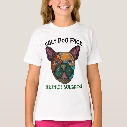 ブルドッグユニークの醜い顔Tシャツ Tシャツ (正面)