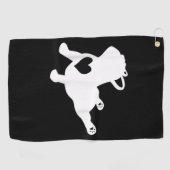 ブルドッグヨガポーズラブハートトレーニングプレゼント ゴルフタオル (横)