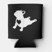 ブルドッグヨガポーズラブハートトレーニングプレゼント 缶クーラー (正面)