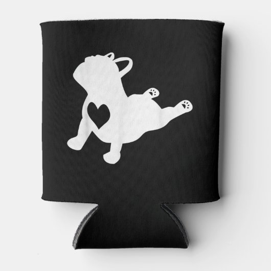 ブルドッグヨガポーズラブハートトレーニングプレゼント 缶クーラー (正面)