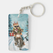 ブルドッグライディングオートバイクリスマス キーホルダー (裏面)