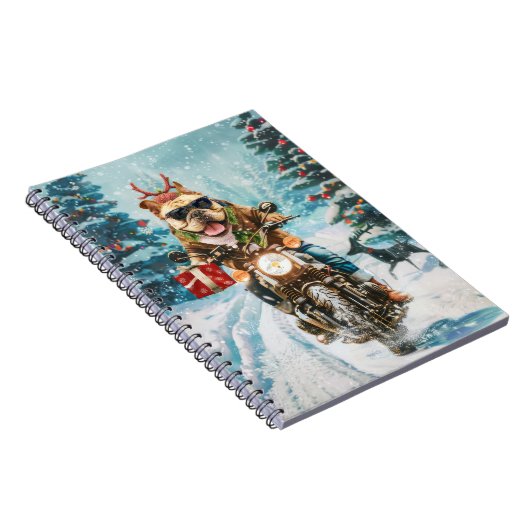 ブルドッグライディングオートバイクリスマス ノートブック (右側)