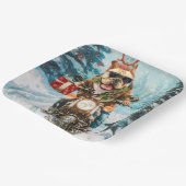 ブルドッグライディングオートバイクリスマス ペーパープレート (傾斜あり)