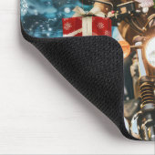 ブルドッグライディングオートバイクリスマス マウスパッド (コーナー)