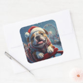 ブルドッグローラーコースタークリスマス スクエアシール (封筒)