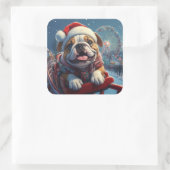 ブルドッグローラーコースタークリスマス スクエアシール (バッグ)