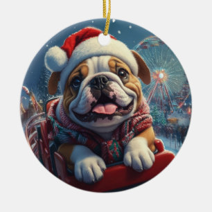 ブルドッグローラーコースタークリスマス セラミックオーナメント