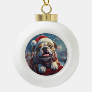 ブルドッグローラーコースタークリスマス セラミックボールオーナメント