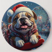 ブルドッグローラーコースタークリスマス 缶バッジ (正面)