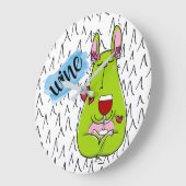 ブルドッグワインヨガの瞑想マンガおもしろいグリーン ラージ壁時計 (傾斜)